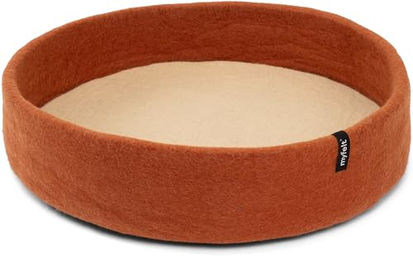myfelt Lora Hundekorb aus Schurwolle in Rostrot mit beigem Inlay – Bild 1 von 5
