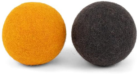 myfelt Risa & Kuno Hundespielzeug Ball Set aus Wolle für Riesenrassen in Gelb Grau Bunt – Bild 1 von 7