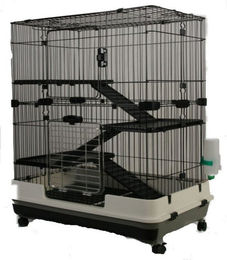 MYPETS Kleintierkäfig Nagervoliere XL aus Metall in Schwarz für Chinchilla Hamster Kaninchen und Meerschweinchen – Bild 1 von 5