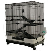 Produktbild von MYPETS Kleintierkäfig Nagervoliere XL aus Metall in Schwarz für Chinchilla Hamster Kaninchen und Meerschweinchen