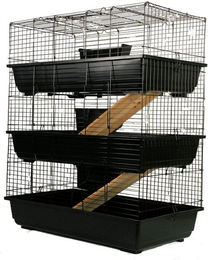 MYPETS Kleintierkäfig Tower Cage aus Holz für Kaninchen in Schwarz – Bild 1 von 4