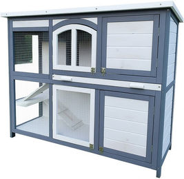 MyPets Kleintierstall POLLY aus Holz für Kaninchen in XL Größe Braun Grau – Bild 1 von 5