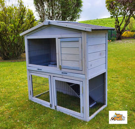 MyPets Kleintierstall XL aus Holz für Kaninchen und Nager in Braun und Grau – Bild 1 von 3