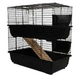 MYPETS Nagerkäfig Tower Cage aus Metall für Kaninchen und Kleintiere in Schwarz – Bild 1 von 5