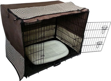 MYPETS Tiertransportbox Hundegitterbox aus Polyester wasserdicht in Braun und Weiß – Bild 1 von 5