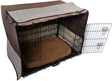 MYPETS Tiertransportbox Komplettset für Hunde aus Polyester wasserdicht in Braun und Weiß – Bild 1 von 5