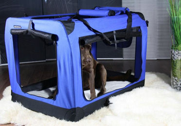 MyPets Transportbox aus Nylon für Hunde und Katzen in Blau – Bild 1 von 4