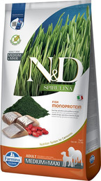 Produktbild von N&D Dog Spirulina Adult Medium/Maxi mit Hering - 2 x 7 kg