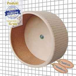 Produktbild von Nager Laufrad aus Holz mit Korkeinlage - kugelgelagert - 33 cm - hängbar