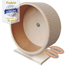 Produktbild von Nager Laufrad aus Holz mit Korkeinlage - kugelgelagert - 33 cm - Standmodell