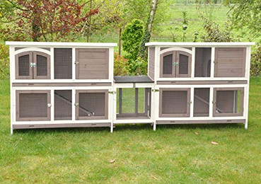 Produktbild von nanook Balu Hasenstall-System Set 2 doppelstöckige Kaninchenställe mit Verbindung
