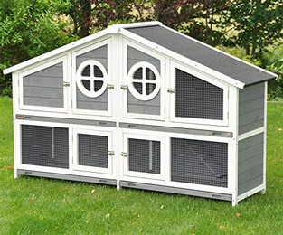 Produktbild von nanook Momo XXL Doppel-Kaninchenstall wetterfest grau/weiß