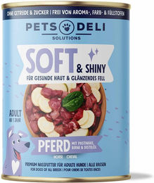 Produktbild von Nassfutter Soft & Shiny Pferd mit Pastinake, Birne & Distelöl für Hunde - 6 x 400 g