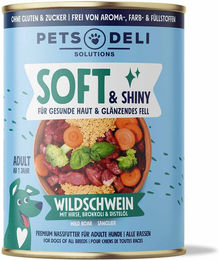 Produktbild von Nassfutter Soft & Shiny Wildschwein mit Hirse, Brokkoli und Distelöl für Hunde - 400 g