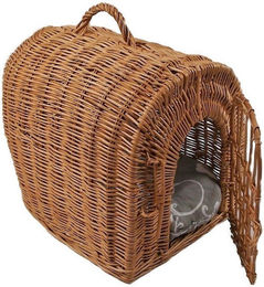 natuleo by pokuc Tierkorb Transportkorb aus Weide mit Kissen 45x35x45 cm Käfig für Katze Hund – Bild 1 von 5