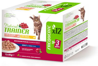 Produktbild von Natural Trainer Adult Katzenfutter Huhn & Lachs - 12 x 85 g
