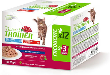 Produktbild von Natural Trainer Adult Mixpaket Thunfisch & Rind - 12 x 85 g