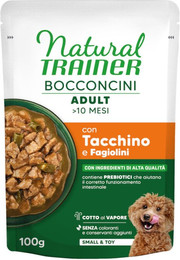 Produktbild von Natural Trainer Bocconcini Adult Small & Toy Häppchen in Sauce - Sparpaket: 48 x 100 g Pute