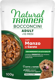 Produktbild von Natural Trainer Bocconcini Adult Small & Toy Häppchen in Sauce - Sparpaket: 48 x 100 g Rind