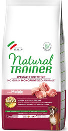 Produktbild von Natural Trainer No Grain Adult Medium & Maxi mit Schwein - 12 kg