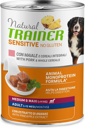 Produktbild von Natural Trainer Sensitive No Gluten Adult Schwein & Vollkorngetreide - 24 x 400 g
