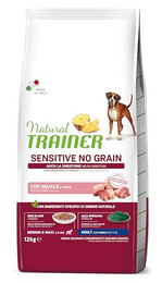 Produktbild von Natural Trainer Sensitive No Grain Adult Hundefutter mit Schwein - 12 kg