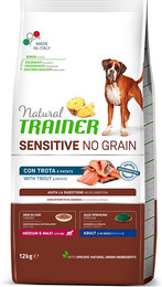 Produktbild von Natural Trainer Sensitive No Grain Adult Med/Maxi mit Forelle & Kartoffeln - 2 x 12 kg