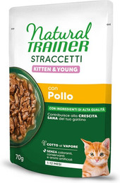 Produktbild von Natural Trainer Straccetti Kitten & Young Streifen in Soße 28 x 70 g - Huhn