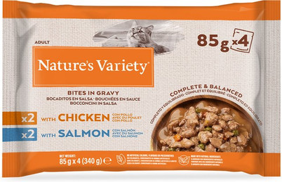 Produktbild von Nature's Variety Bites in Soße mit Huhn und Lachs - 88 x 85 g