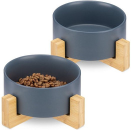 Produktbild von Navaris 2X Futternapf Katze mit Bambus Halter - 2 x 850 ml