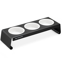 Produktbild von Navaris 3X Fressnapf aus Keramik mit Metallständer