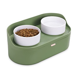 Produktbild von Navaris Futterstation für Katzen und Hunde mit Aufbewahrung und Anti-Spill Futternapf Set