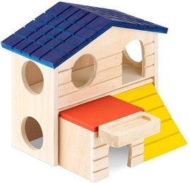 Produktbild von Navaris Hamster Haus aus Holz bunt - 2 Etagen Spielhaus