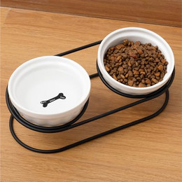Produktbild von Navaris Keramik Fressnapf Katze mit Metallständer - 150 ml