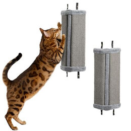 Navaris Kratzpappe Wandmontierte Kratzbretter Katze Set 2 Grau – Bild 1 von 6
