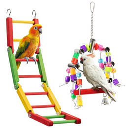 Navaris Papageienspielzeug 2er Set Schaukel und Leiter – Bild 1 von 6
