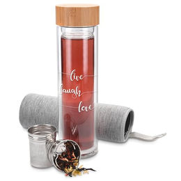 Navaris Wasserspender 500ml Tee to go Doppelwandige Glasflasche mit Sieb und Hülle - 500 ml – Bild 1 von 8