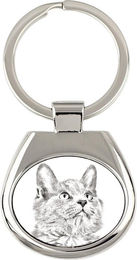 Produktbild von Nebelung Cat - keychain with a cat, keychain with a print, personalized pendant from the Art-Dog brand silber
