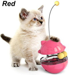 Produktbild von Neuer lustiger Katzenstab Katzenspielzeug Tumbler Futterleckball Katze Langeweile vertreiben Tumbler Haustierbedarf Allein spielen mit Futterspender rot
