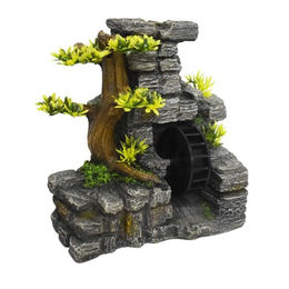 Nobby Aquariendekoration Mauer mit Wasserrad und Pflanzen – Bild 1 von 2