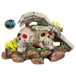 Produktbild von Nobby Aquariendekoration Totenköpfe mit Pflanzen und LED