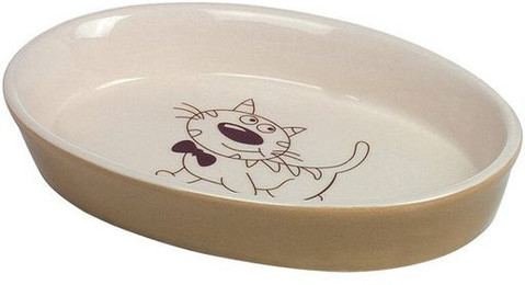 Produktbild von Nobby Futternapf Katzen Keramik oval hellbraun/beige