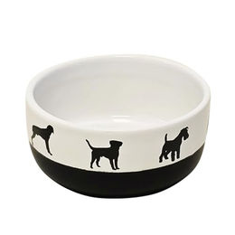 Produktbild von Nobby Hunde Keramik-Napf Shape weiß/schwarz, Maße: 14 x 6 cm