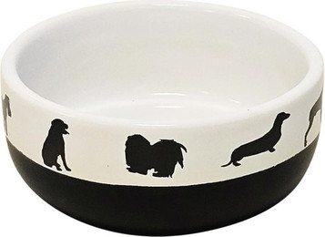 Produktbild von Nobby Hunde Keramik-Napf Shape weiß/schwarz, Maße: 16 x 7,5 cm