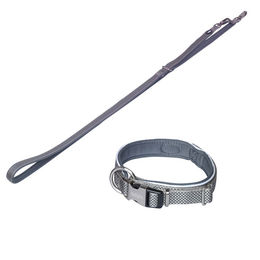 Produktbild von Nobby Hundeleine und Halsband Set Classic Preno Royal grau XS-S