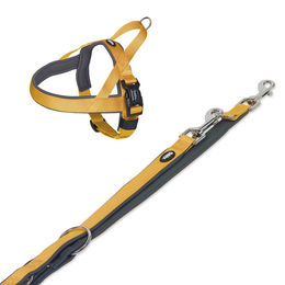Produktbild von Nobby Hundeleine und Hundegeschirr Set Classic Preno orange/grau M-L