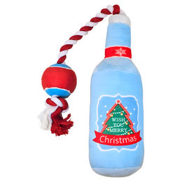 Produktbild von Nobby Hundespielzeug Xmas Flasche mit Seil und Ball aus Plüsch