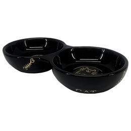 Produktbild von Nobby Katzen Keramik Doppelnapf Golden Cat schwarz - 0,13 l