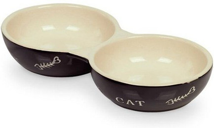 Produktbild von Nobby Katzen Keramik Doppelnapf schwarz/beige - 1 Stk.