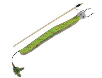 Produktbild von Nobby Katzenspielzeug Angel mit Plüschwurm grün